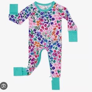 Little Sleepies Sweet Pea floral Crescent Zippy Pajamas convertible footie 3-6